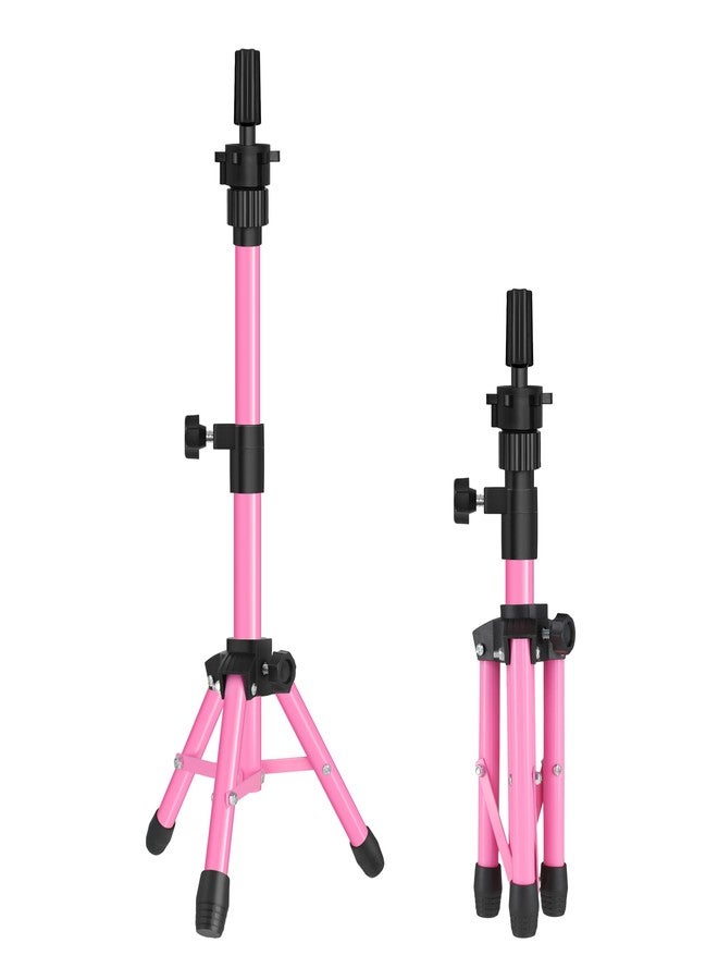 AliLeader 25 Inch Mannequin Head Stand Tripod for Mannequin Head Wig Stand Tripod Wig Head Stand for Training Heads and Canvas Block Head (Mannequin Head Not Included,Pink) - Image 1